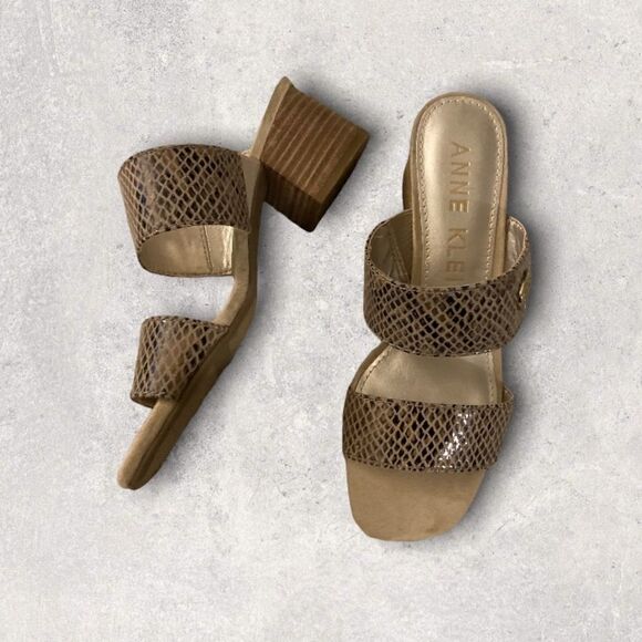 Anne Klein Shoes - : : ANNE KLEIN NEW Faux Snake Skin Sandals with Chunky Heels : :